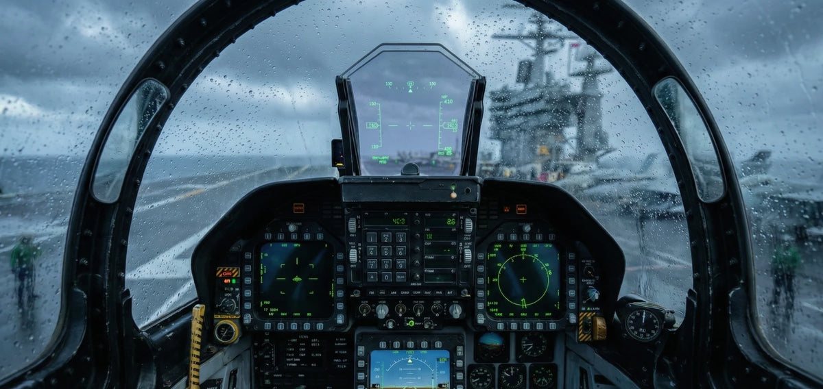 Cockpit d’avion de chasse vu à travers le Pimax Crystal Light