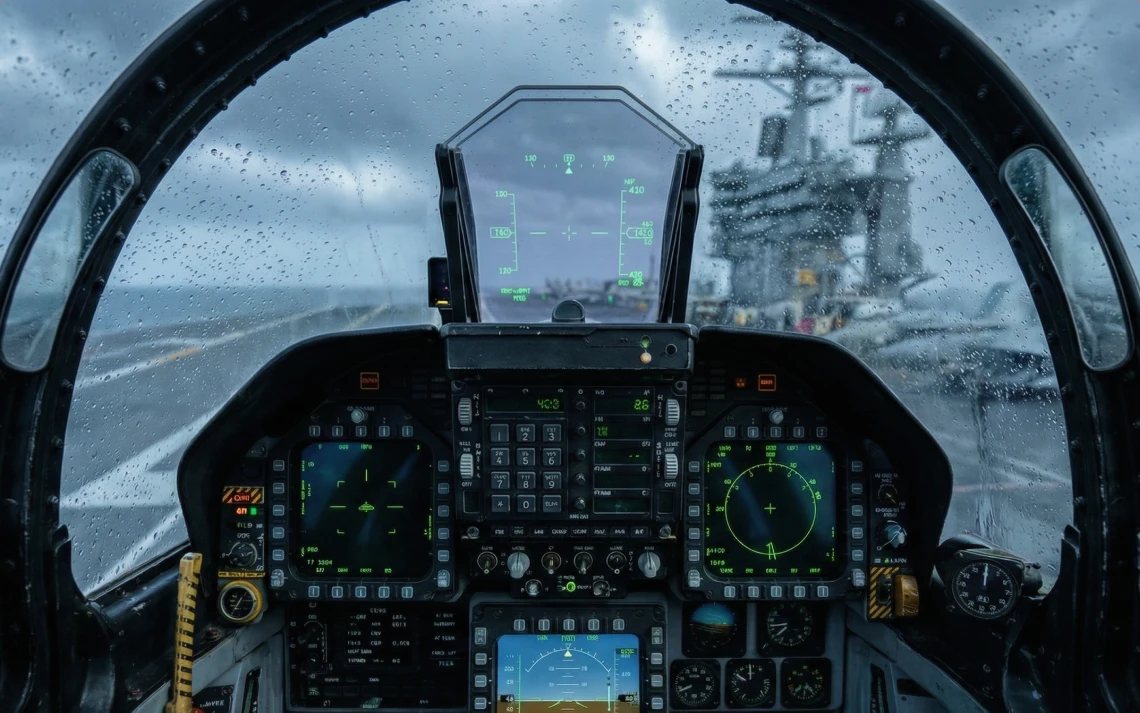 Cockpit d’avion illustrant le moteur optique 57 PPD du Crystal Super