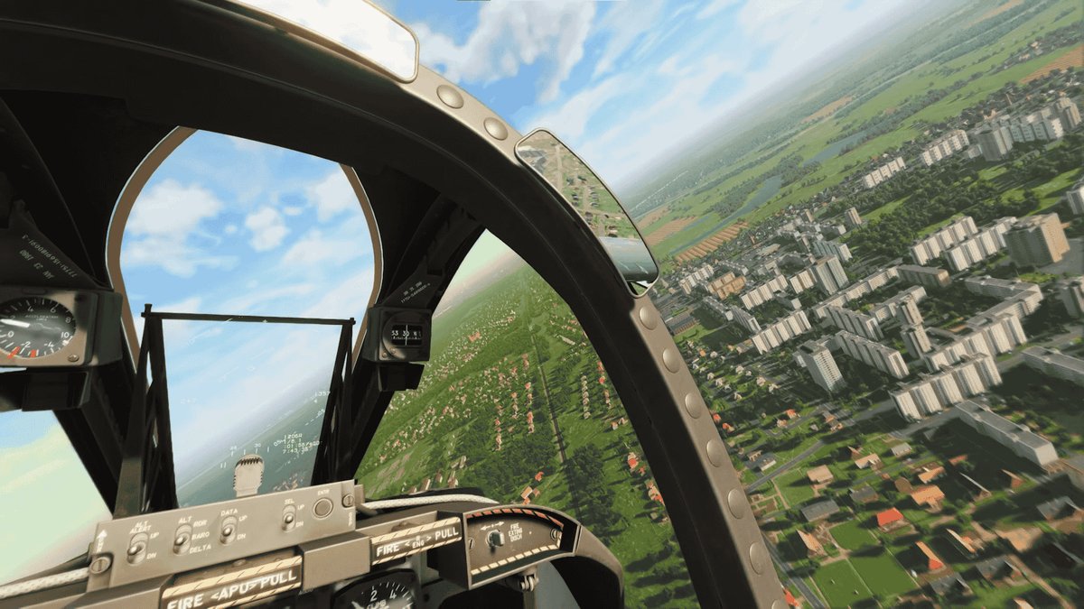 Vue cockpit d’un avion de chasse en simulation de vol VR